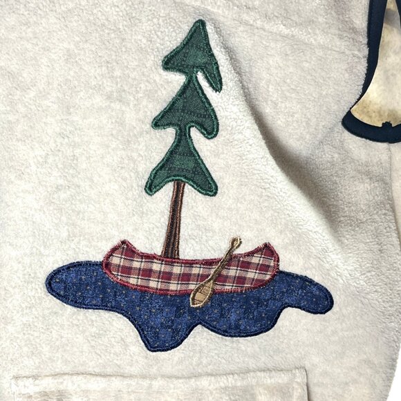 The Briar patch Country Apparel large Cream Fleece Zip Up Embroidery Moose Tree - Picture 3 of 11